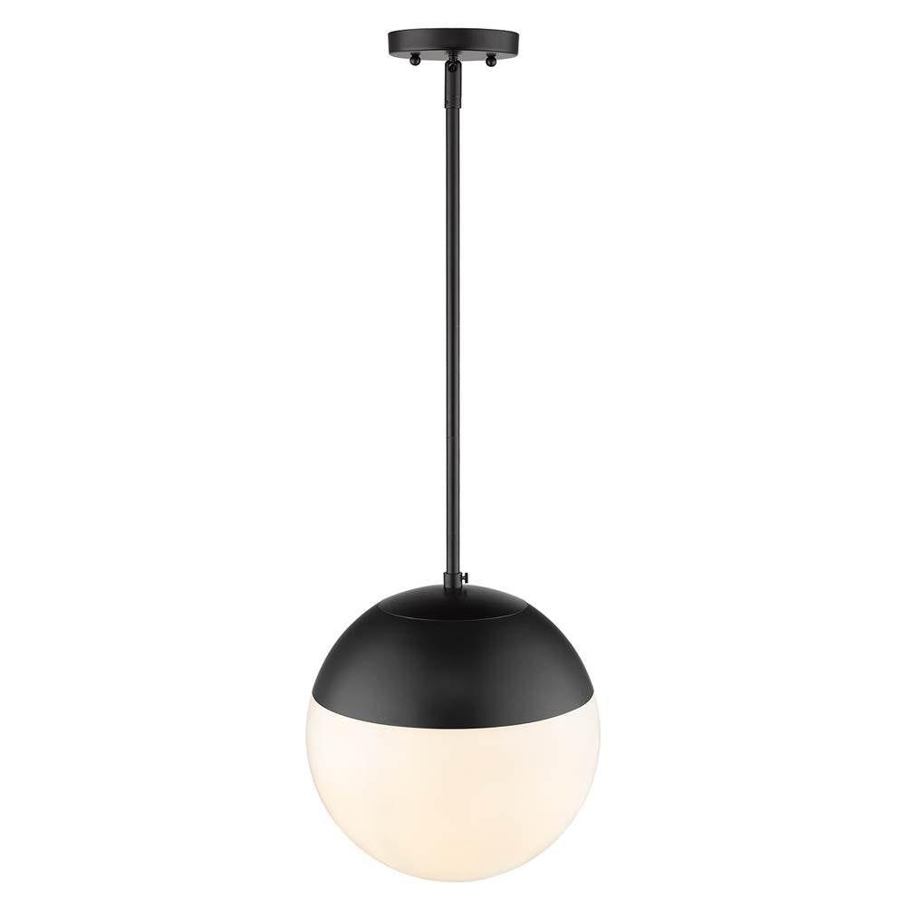 Golden Lighting 3218-L BLK-BLK Matte Black Golden Lighting Dixon 1-light 12in Pendant And Matte Black Shade And Opal Glass Image 2