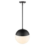 Golden Lighting 3218-L BLK-BLK Matte Black Golden Lighting Dixon 1-light 12in Pendant And Matte Black Shade And Opal Glass Image 2