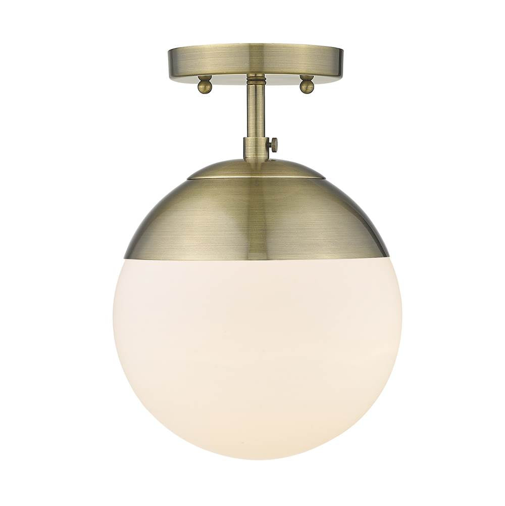 Golden Lighting 3218-SF AB-AB Aged Brass Golden Lighting Dixon 1-light Semi-flush Mount In Aged Brass And Aged Brass Shade Image 1