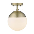 Golden Lighting 3218-SF AB-AB Aged Brass Golden Lighting Dixon 1-light Semi-flush Mount In Aged Brass And Aged Brass Shade Image 1