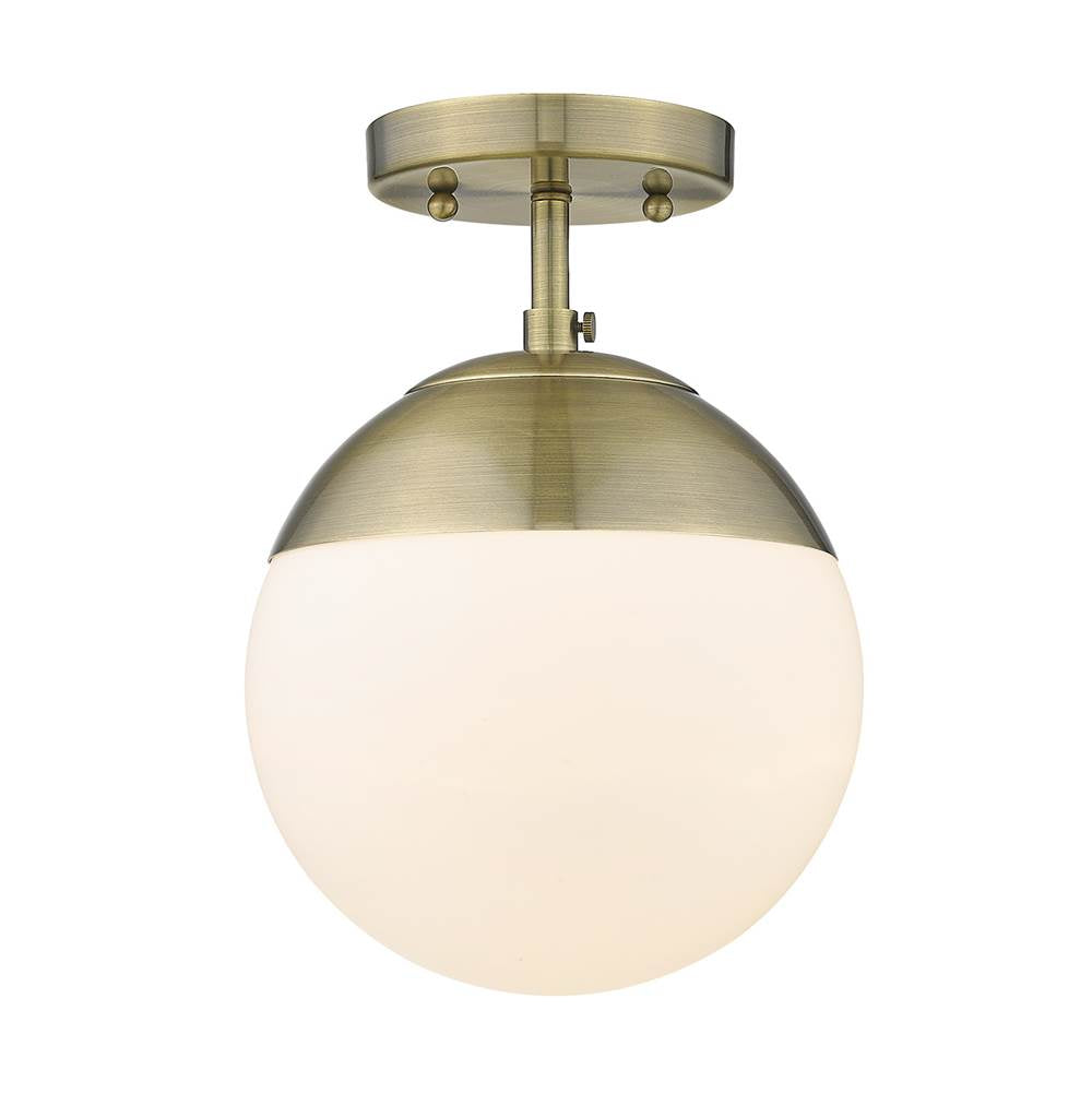 Golden Lighting Dixon Golden Lighting Dixon 1-light Semi-flush Mount In Aged Brass And Aged Brass Shade