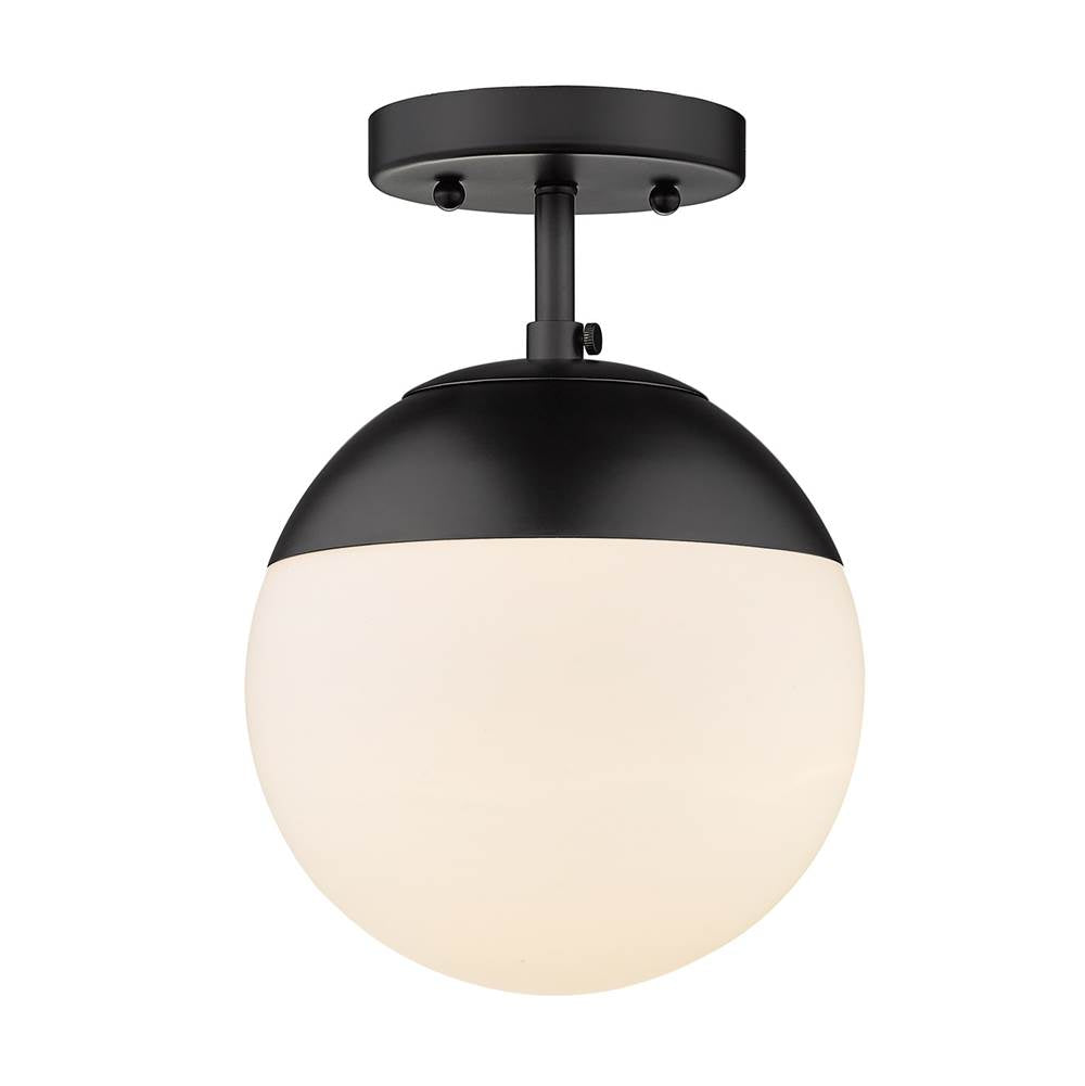 Golden Lighting Dixon Golden Lighting Dixon 1-light Semi-flush Mount In Aged Brass And Opal Glass