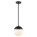 Golden Lighting 3218-S BLK-BLK Matte Black Golden Lighting Dixon 1-light Pendant In Matte Black And Opal Glass Image 1