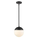 Golden Lighting 3218-S BLK-BLK Matte Black Golden Lighting Dixon 1-light Pendant In Matte Black And Opal Glass Image 1