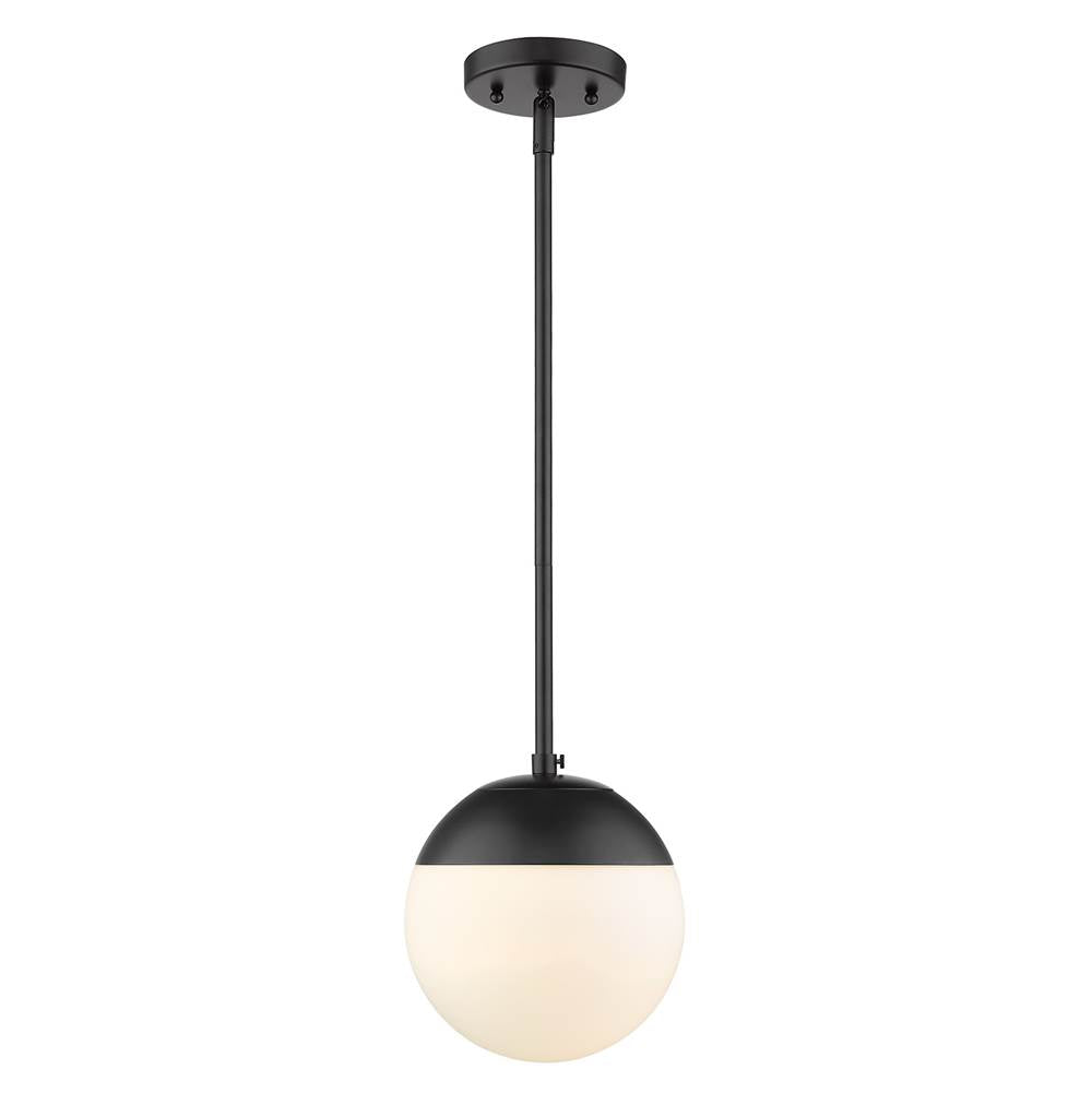 Golden Lighting 3218-S BLK-BLK Matte Black Golden Lighting Dixon 1-light Pendant In Matte Black And Opal Glass Image 1