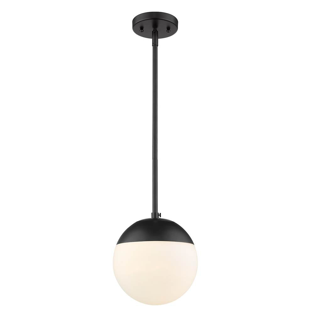Golden Lighting Dixon Golden Lighting Dixon 1-light Pendant In Matte Black And Opal Glass