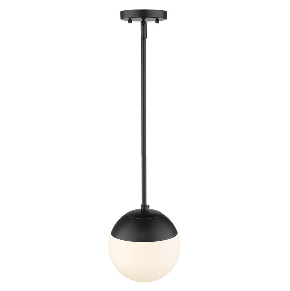 Golden Lighting 3218-S BLK-BLK Matte Black Golden Lighting Dixon 1-light Pendant In Matte Black And Opal Glass Image 2