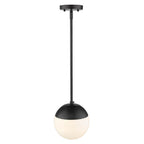 Golden Lighting 3218-S BLK-BLK Matte Black Golden Lighting Dixon 1-light Pendant In Matte Black And Opal Glass Image 2