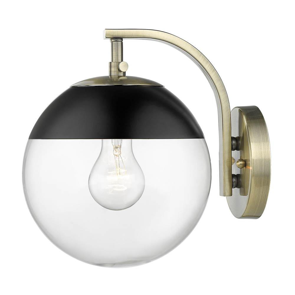 Golden Lighting Dixon Golden Lighting Dixon 1-light Wall Sconce In Aged Brass And Matte Black Shade