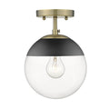 Golden Lighting 3219-SF AB-BLK Aged Brass Golden Lighting Dixon 1-light Semi-flush Mount In Aged Brass And Clear Glass Image 1