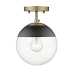Golden Lighting 3219-SF AB-BLK Aged Brass Golden Lighting Dixon 1-light Semi-flush Mount In Aged Brass And Clear Glass Image 1