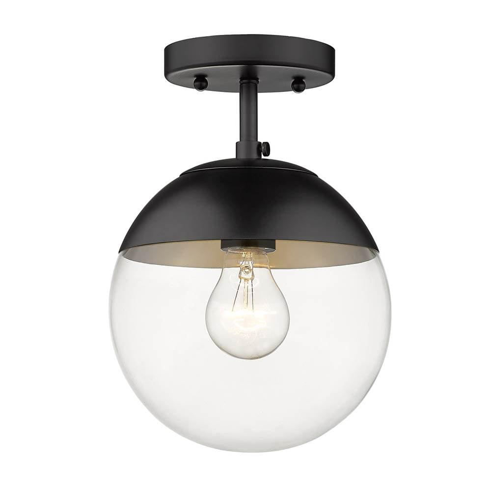 Golden Lighting Dixon Golden Lighting Dixon 1-light Semi-flush Mount In Aged Brass And Clear Glass