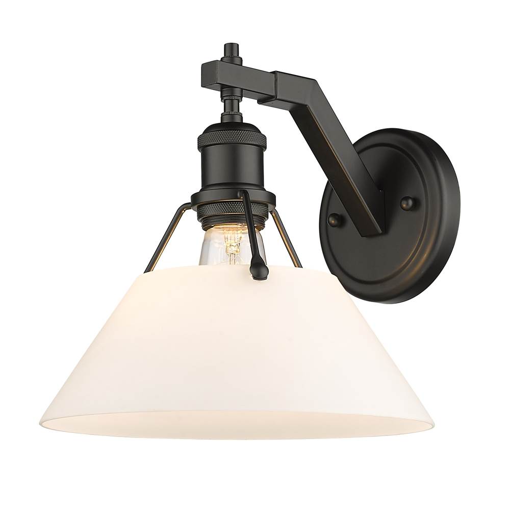 Golden Lighting 3306-1W BLK-OP Matte Black Yep By Golden Lighting Orwell 1-light Wall Sconce In Matte Black And Opal Glass Image 5