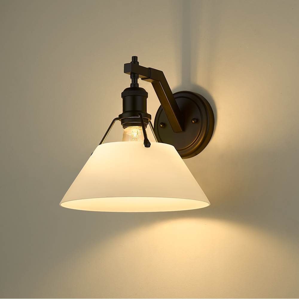 Golden Lighting 3306-1W BLK-OP Matte Black Yep By Golden Lighting Orwell 1-light Wall Sconce In Matte Black And Opal Glass Image 4