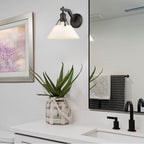 Golden Lighting 3306-1W BLK-OP Matte Black Yep By Golden Lighting Orwell 1-light Wall Sconce In Matte Black And Opal Glass Image 2