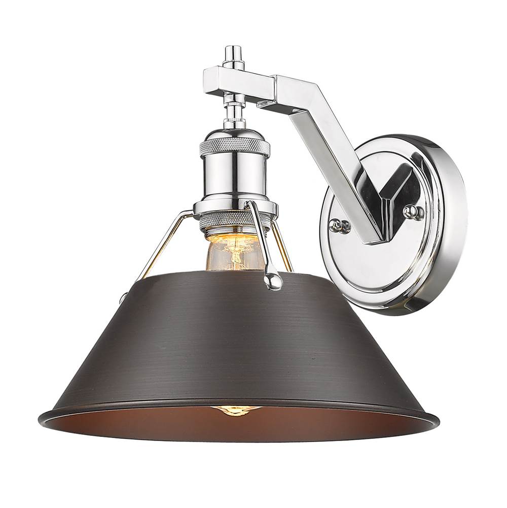 Golden Lighting Orwell Yep By Golden Lighting Orwell 1-light Wall Sconce In Aged Brass And Rubbed Bronze Shade