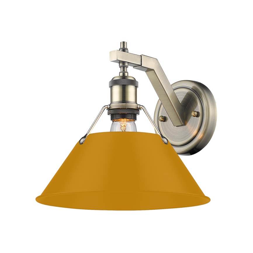 Golden Lighting 3306-1W AB-AY Aged Brass Yep By Golden Lighting Orwell 1-light Wall Sconce In Aged Brass And Auric Yellow Shade Image 1