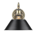 Golden Lighting 3306-1W AB-BLK Aged Brass Yep By Golden Lighting Orwell 1-light Wall Sconce In Aged Brass And Matte Black Shade Image 1