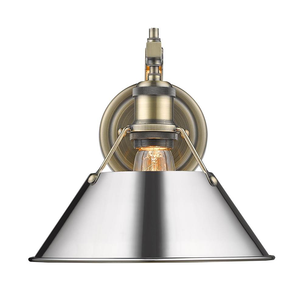 Golden Lighting 3306-1W AB-CH Aged Brass Yep By Golden Lighting Orwell 1-light Wall Sconce In Aged Brass And Chrome Shade Image 1