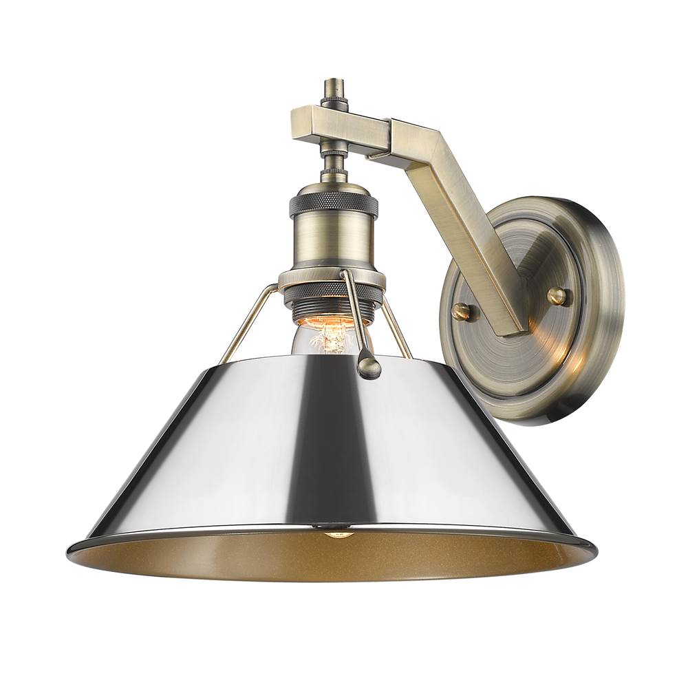 Golden Lighting Orwell Yep By Golden Lighting Orwell 1-light Wall Sconce In Aged Brass And Chrome Shade