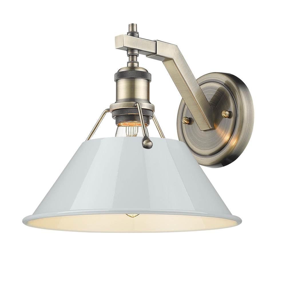 Golden Lighting 3306-1W AB-DB Aged Brass Yep By Golden Lighting Orwell 1-light Wall Sconce In Aged Brass And Dusky Blue Shade Image 1