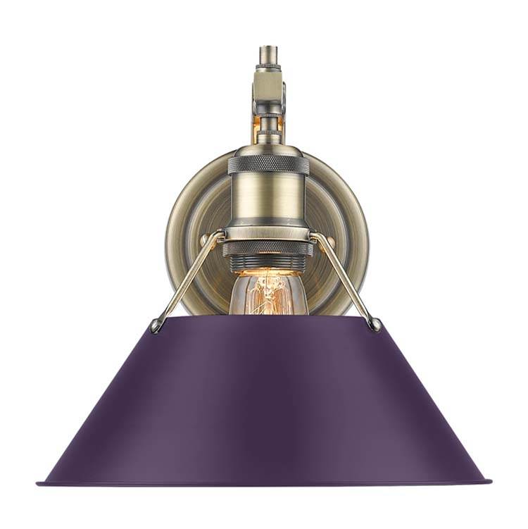 Golden Lighting Orwell Yep By Golden Lighting Orwell 1-light Wall Sconce In Aged Brass And Exotic Purple Shade