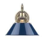 Golden Lighting 3306-1W AB-NVY Aged Brass Yep By Golden Lighting Orwell 1-light Wall Sconce In Aged Brass And Navy Blue Shade Image 1