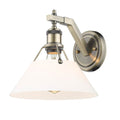 Golden Lighting 3306-1W AB-OP Aged Brass Yep By Golden Lighting Orwell 1-light Wall Sconce In Aged Brass And Opal Glass Image 1