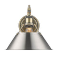 Golden Lighting 3306-1W AB-PW Aged Brass Yep By Golden Lighting Orwell 1-light Wall Sconce In Aged Brass And Pewter Shade Image 1