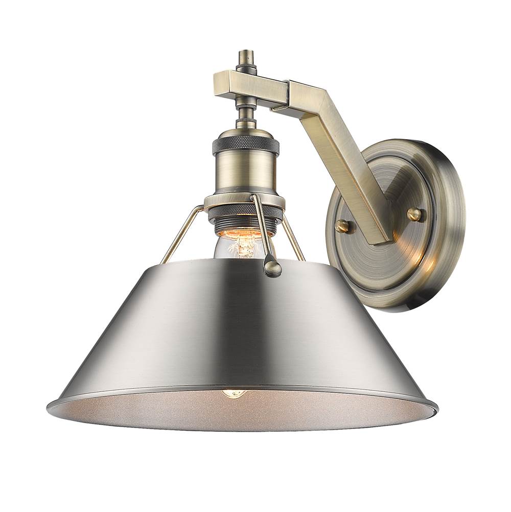 Golden Lighting Orwell Yep By Golden Lighting Orwell 1-light Wall Sconce In Aged Brass And Pewter Shade