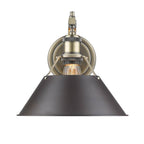 Golden Lighting 3306-1W AB-RBZ Aged Brass Yep By Golden Lighting Orwell 1-light Wall Sconce In Aged Brass And Rubbed Bronze Shade Image 1