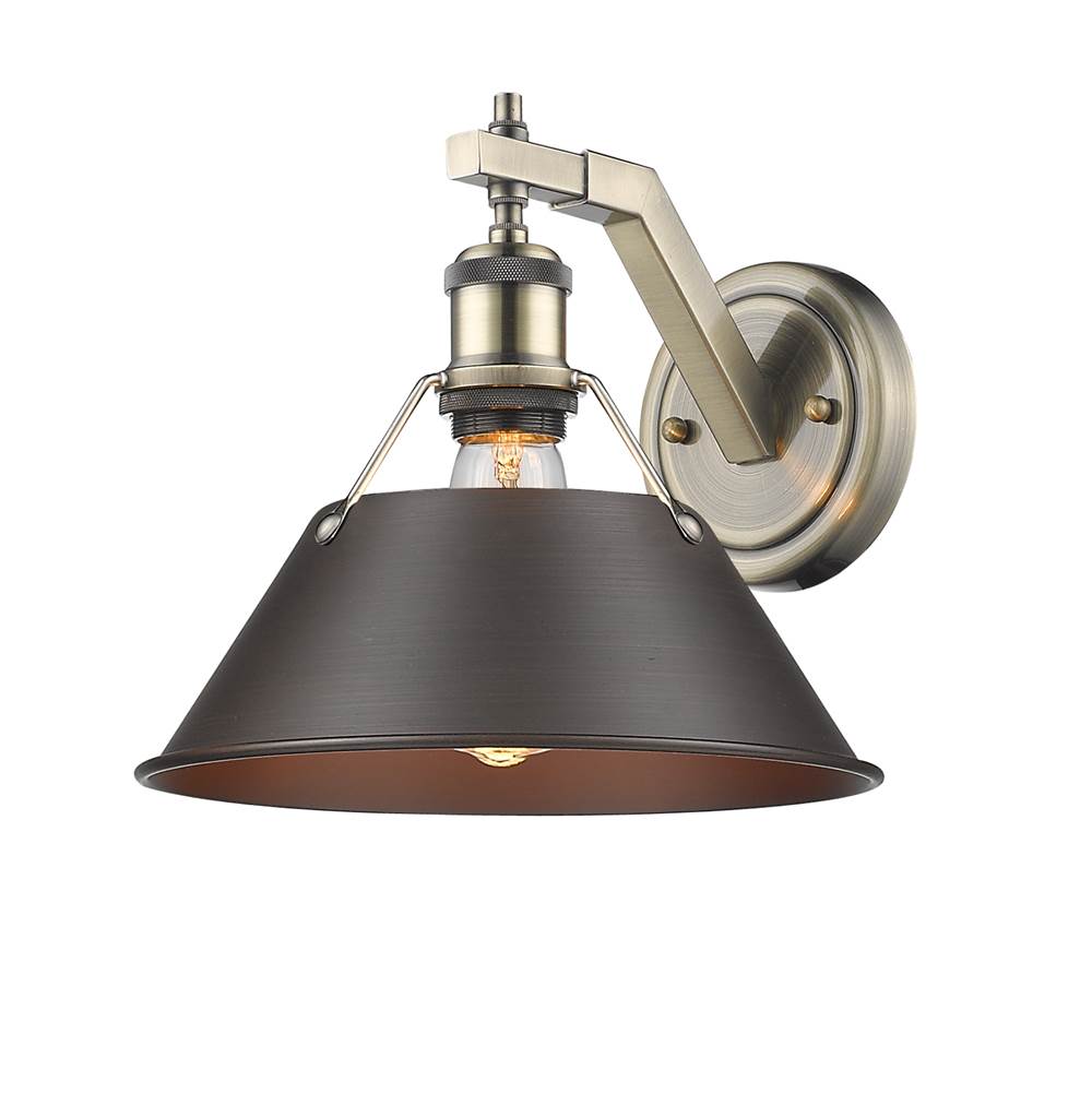 Golden Lighting Orwell Yep By Golden Lighting Orwell 1-light Wall Sconce In Aged Brass And Rubbed Bronze Shade