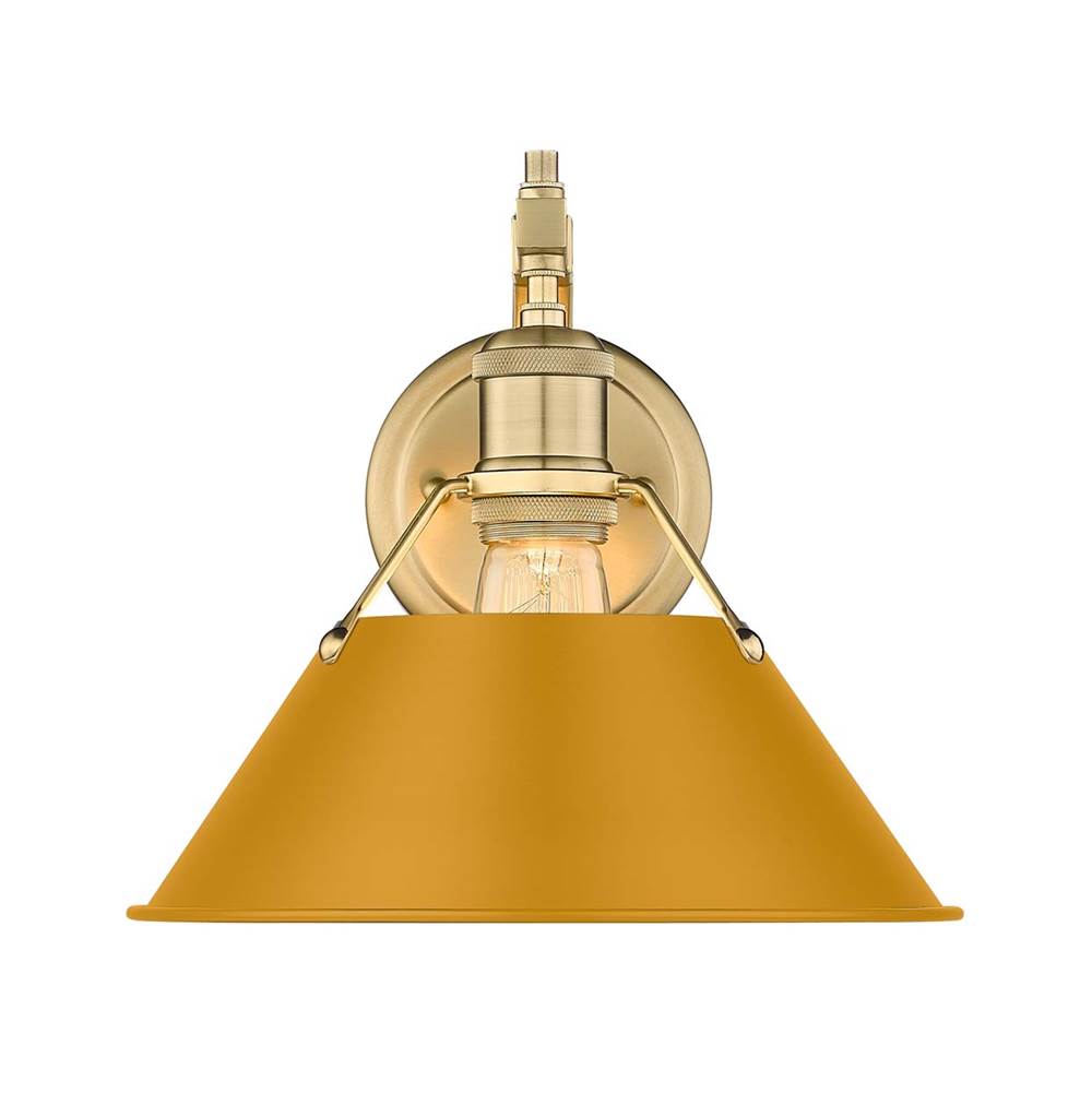 Golden Lighting Orwell Yep By Golden Lighting Orwell 1-light Wall Sconce In Aged Brass And Auric Yellow Shade