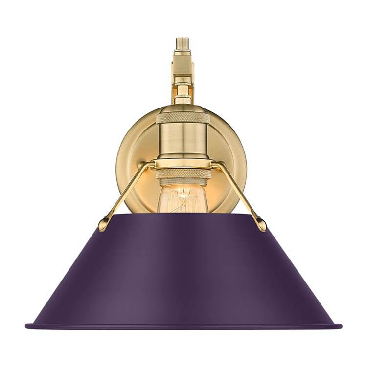 Golden Lighting Orwell Yep By Golden Lighting Orwell 1-light Wall Sconce In Aged Brass And Exotic Purple Shade