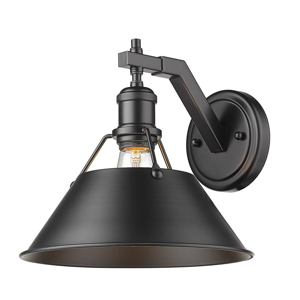 Golden Lighting Orwell Yep By Golden Lighting Orwell 1-light Wall Sconce In Aged Brass And Matte Black Shade