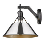 Golden Lighting 3306-1W BLK-CH Matte Black Yep By Golden Lighting Orwell 1-light Wall Sconce In Matte Black And Chrome Shade Image 2