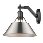 Golden Lighting 3306-1W BLK-PW Matte Black Yep By Golden Lighting Orwell 1-light Wall Sconce In Matte Black And Pewter Shade Image 2
