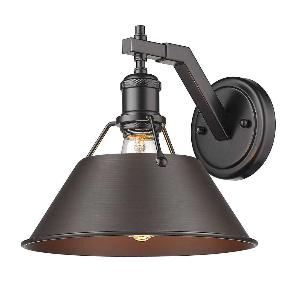 Golden Lighting Orwell Yep By Golden Lighting Orwell 1-light Wall Sconce In Aged Brass And Rubbed Bronze Shade