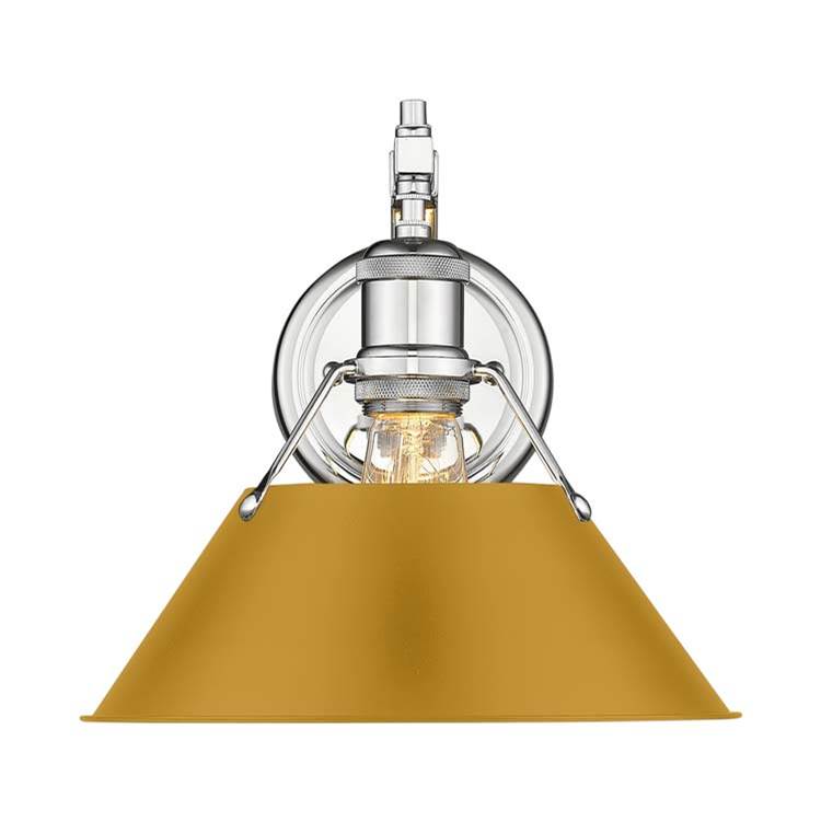 Golden Lighting Orwell Yep By Golden Lighting Orwell 1-light Wall Sconce In Aged Brass And Auric Yellow Shade