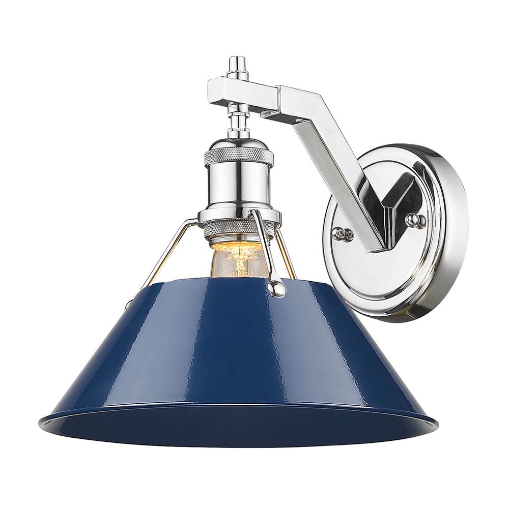 Golden Lighting Orwell Yep By Golden Lighting Orwell 1-light Wall Sconce In Aged Brass And Navy Blue Shade