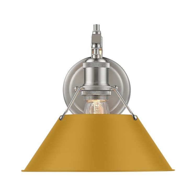 Golden Lighting Orwell Yep By Golden Lighting Orwell 1-light Wall Sconce In Aged Brass And Auric Yellow Shade