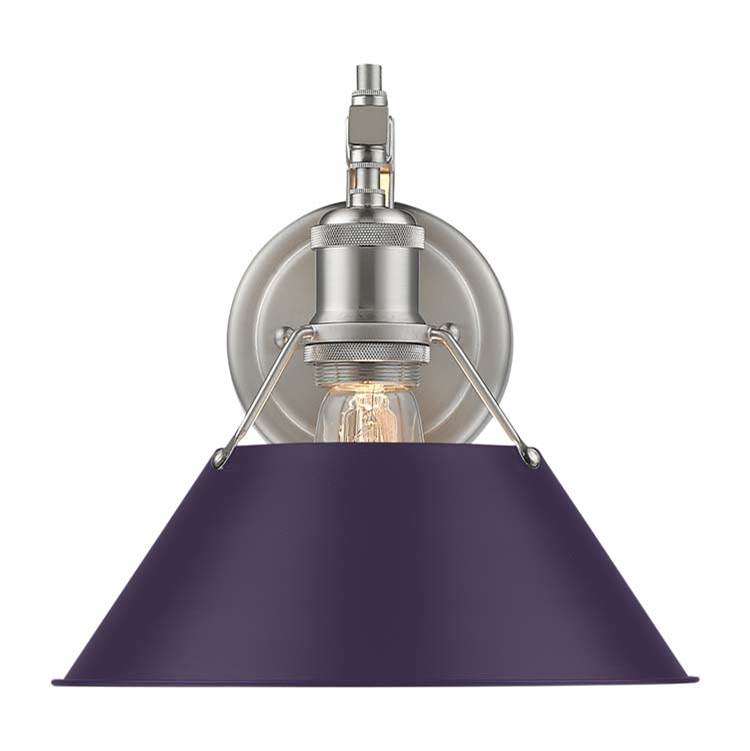 Golden Lighting Orwell Yep By Golden Lighting Orwell 1-light Wall Sconce In Aged Brass And Exotic Purple Shade
