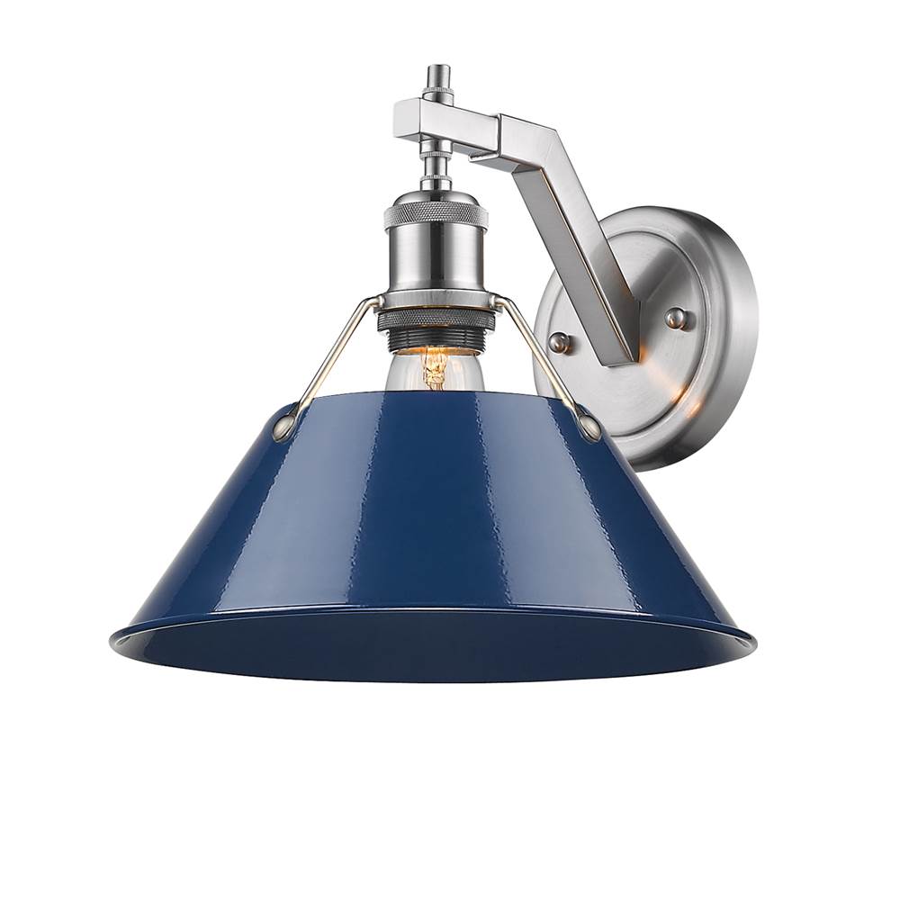 Golden Lighting Orwell Yep By Golden Lighting Orwell 1-light Wall Sconce In Aged Brass And Navy Blue Shade