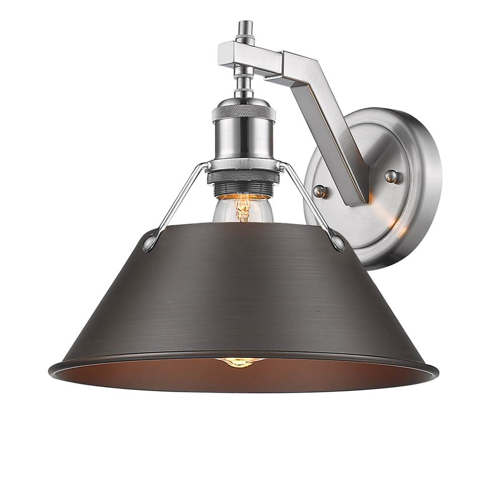 Golden Lighting Orwell Yep By Golden Lighting Orwell 1-light Wall Sconce In Aged Brass And Rubbed Bronze Shade