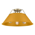 Golden Lighting 3306-3FM AB-AY Aged Brass Yep By Golden Lighting Orwell 3-light Flush Mount In Aged Brass And Auric Yellow Shade Image 1