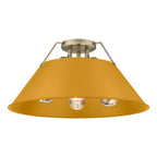 Golden Lighting 3306-3FM AB-AY Aged Brass Yep By Golden Lighting Orwell 3-light Flush Mount In Aged Brass And Auric Yellow Shade Image 1