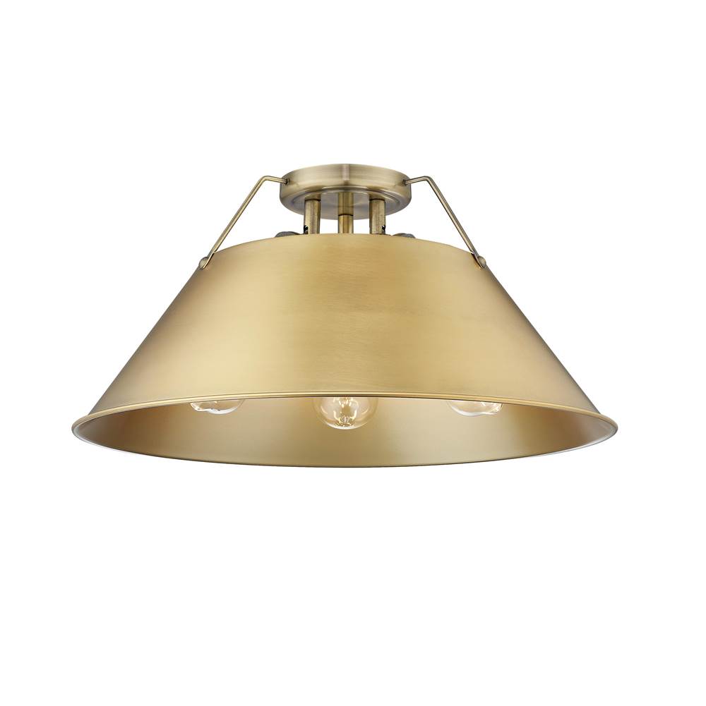 Golden Lighting 3306-3FM AB-BCB Aged Brass Yep By Golden Lighting Orwell 3-light Flush Mount In Aged Brass And Brushed Champagne Brass Shade Image 1