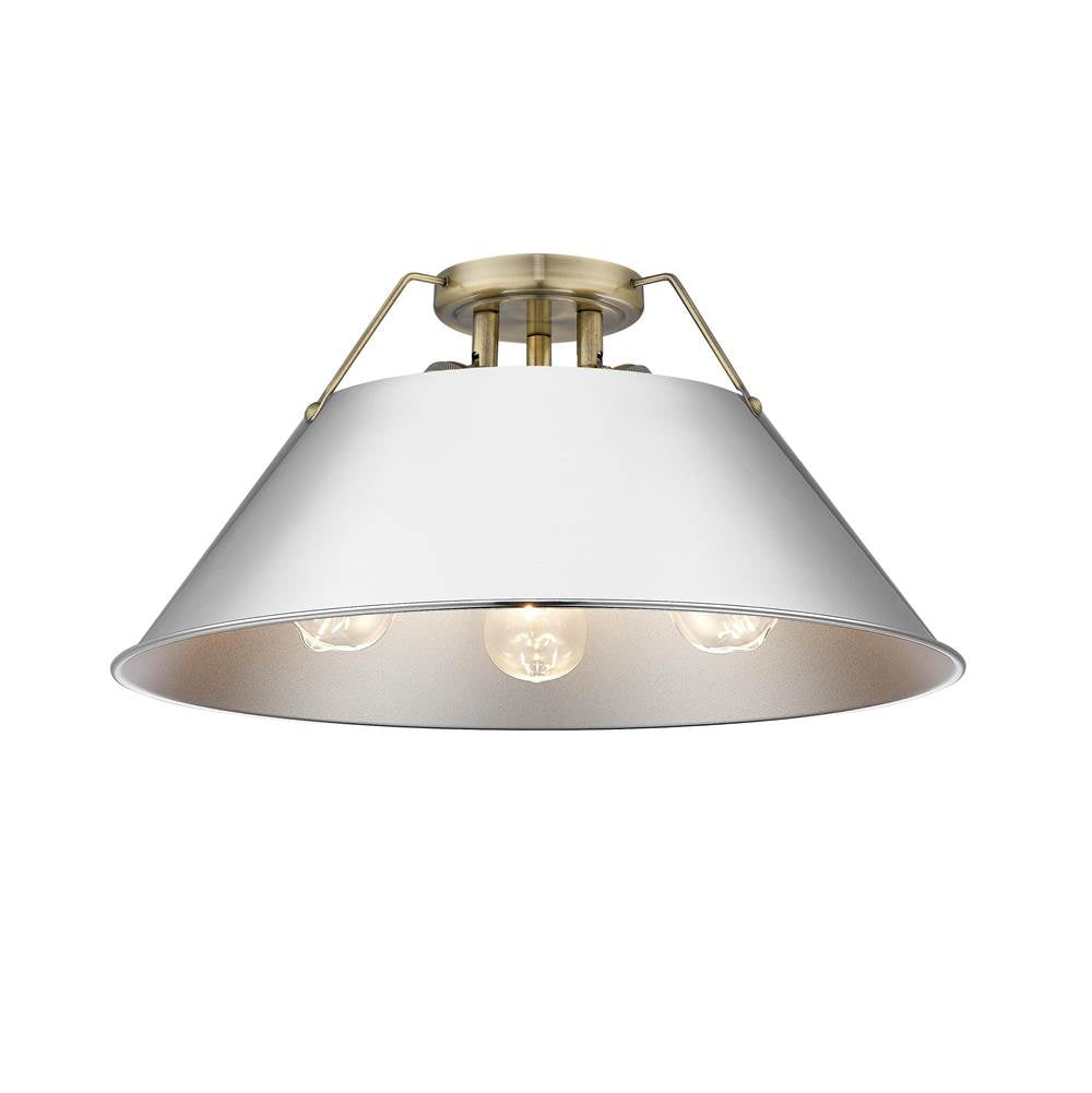 Golden Lighting 3306-3FM AB-CH Aged Brass Yep By Golden Lighting Orwell 3-light Flush Mount In Aged Brass And Chrome Shade Image 1