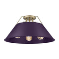 Golden Lighting 3306-3FM AB-EP Aged Brass Yep By Golden Lighting Orwell 3-light Flush Mount In Aged Brass And Exotic Purple Shade Image 1