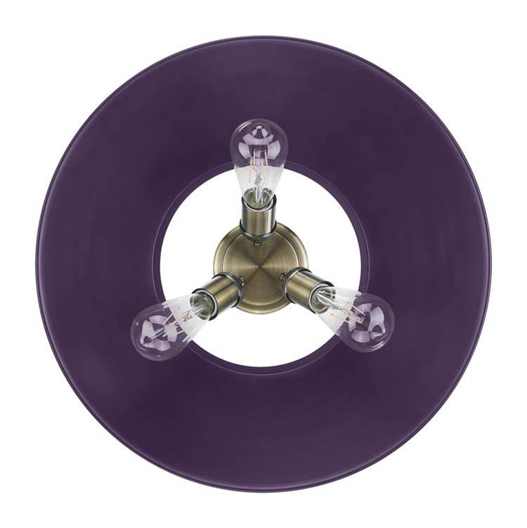 Golden Lighting Orwell Yep By Golden Lighting Orwell 3-light Flush Mount In Aged Brass And Exotic Purple Shade